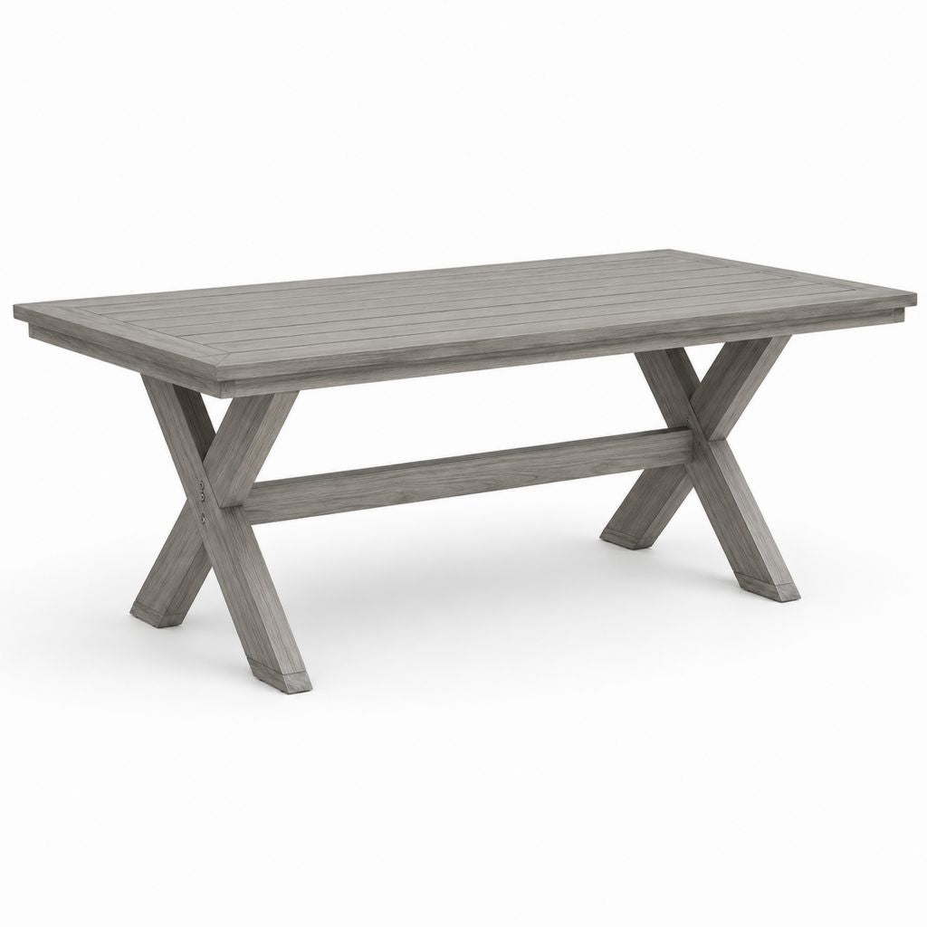 Tavolo da giardino rettangolare in legno massello grigio 200 x 100 x 75 cm