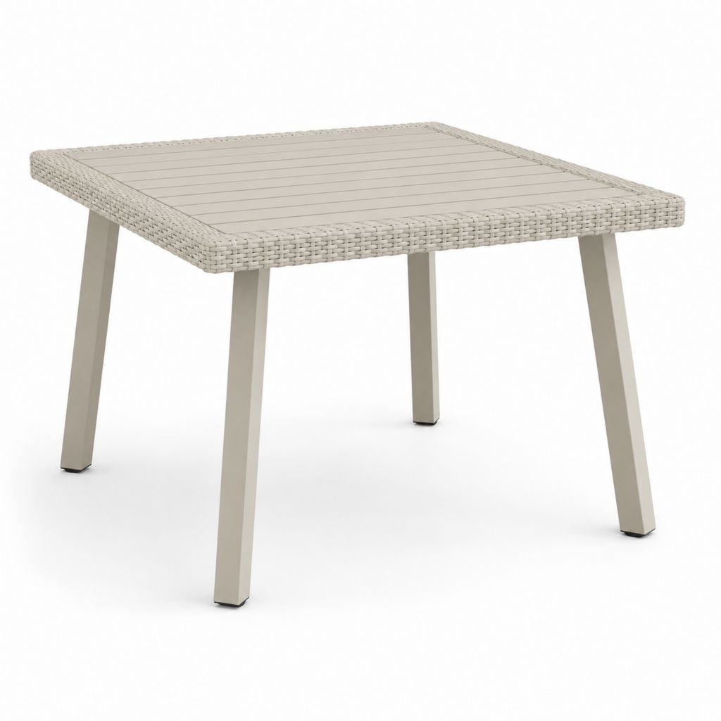 Tavolo da giardino quadrato in alluminio e rattan sintetico beige, 90 x 90 x 74 cm