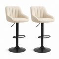 Set di 2 sgabelli da bar girevoli e regolabili in similpelle beige con base in acciaio nero, 52 × 50 × 85-106 cm