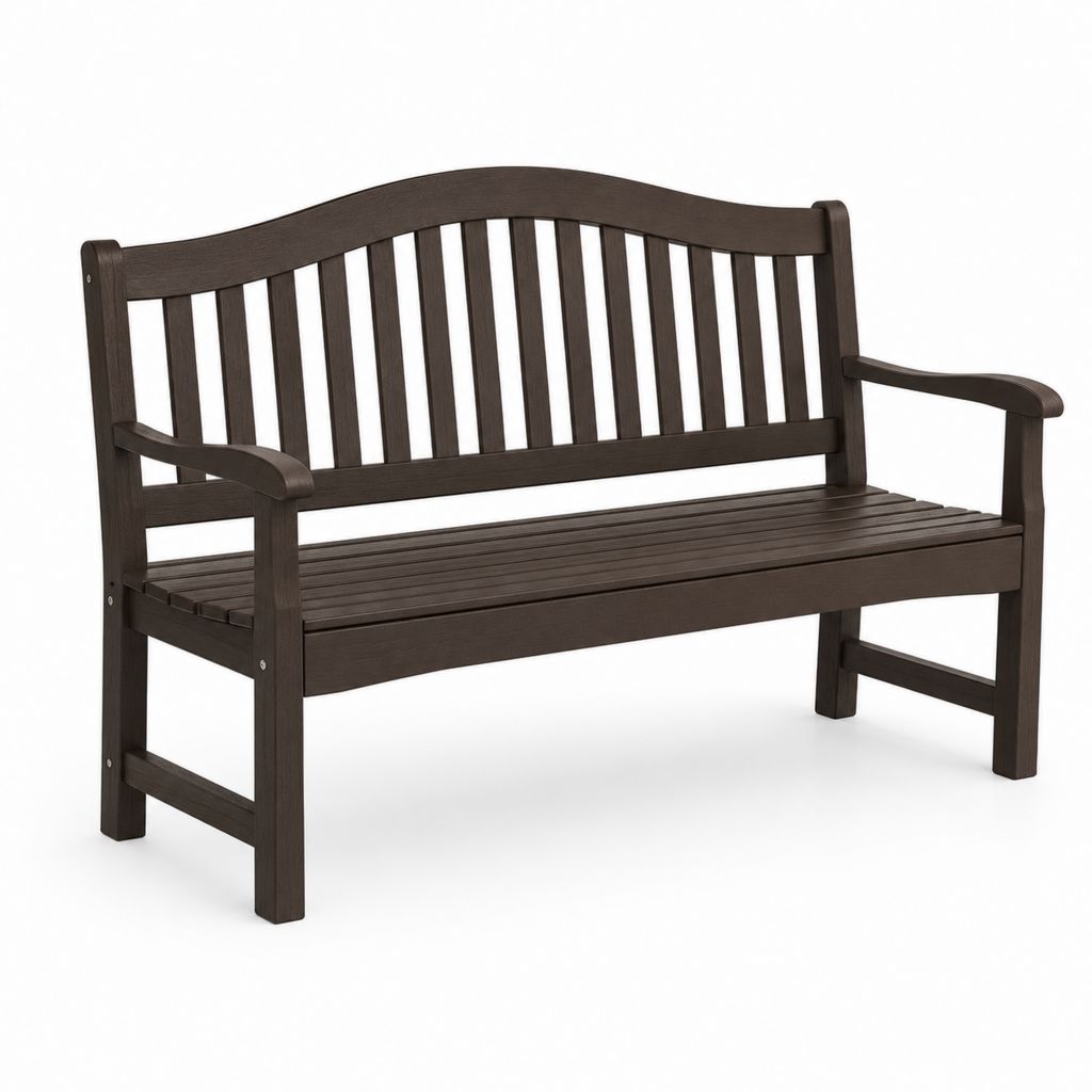Panchina da giardino a 2 posti in legno massello di acacia marrone scuro, 120 x 62 x 89 cm