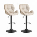 Set di 2 sgabelli da bar girevoli regolabili in similpelle beige e metallo nero, 52 x 53 x 88-109 cm