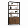 Libreria con armadietto a 2 ante in acciaio e pannelli truciolari, marrone rustico e nero, 70 × 30 × 180 cm