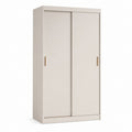 Armadio guardaroba rettangolare a 2 ante scorrevoli in pannelli di particelle, beige chiaro e oro, 120 x 50 x 200 cm