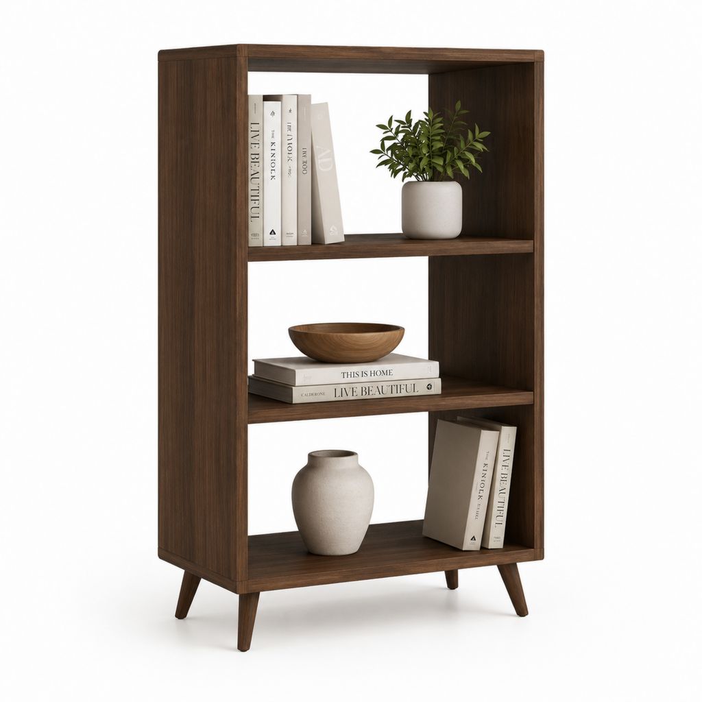 Libreria a giorno in MDF con 3 ripiani, marrone noce scuro, 80 × 30 × 120 cm