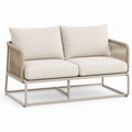 Divano da giardino a 2 posti in acciaio verniciato, corda PP e tessuto beige e tortora, 150 x 78 x 80 cm