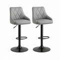 Set di 2 sgabelli da bar girevoli regolabili in altezza, similpelle grigia e metallo nero, 52 x 51 x 86-107 cm